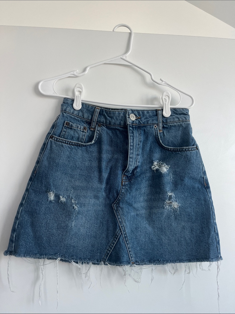 Classic Distressed BDG Urban Outfitters Denim Skirt - Blue